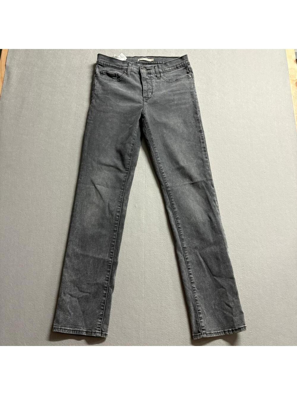 Levis 314 Shaping Straight Jeans Womens 29 Gray Denim Stretch Pants